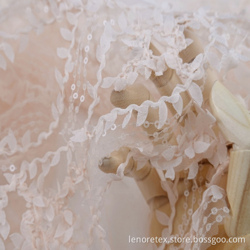 Knit Floral Koronki Poliester Cekiny Haft Mesh Tkanina